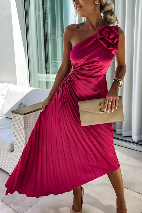 Midi Kleid für Frauen - Rosen Detail - A-Linie