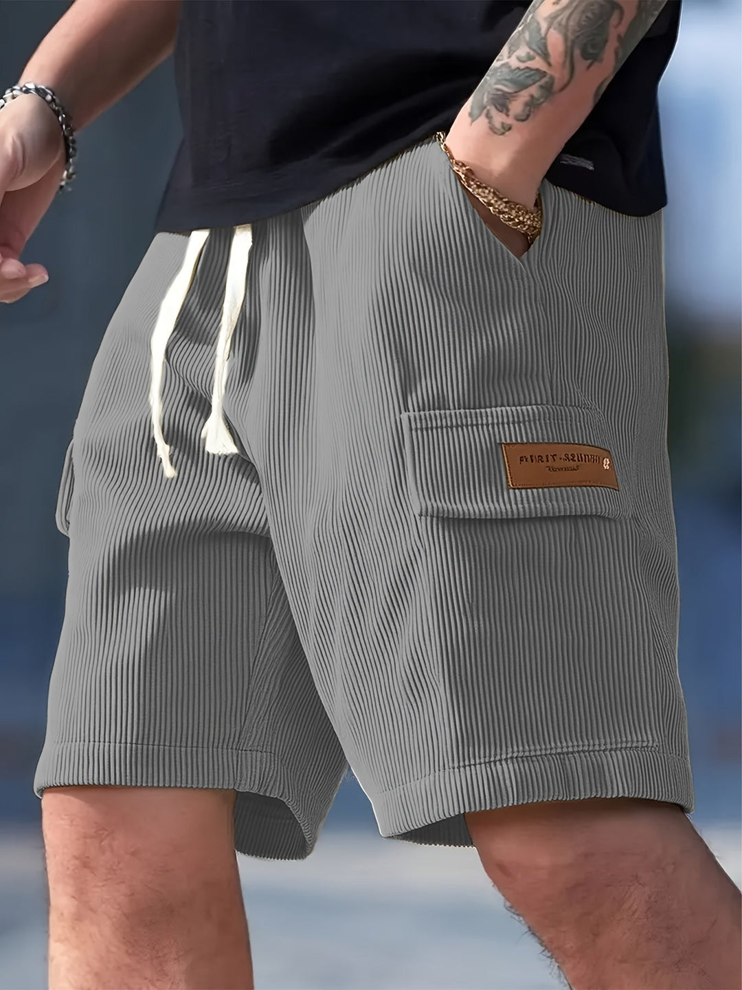 Herren-Shorts mit Kordelzug und normaler Passform für den täglichen Gebrauch