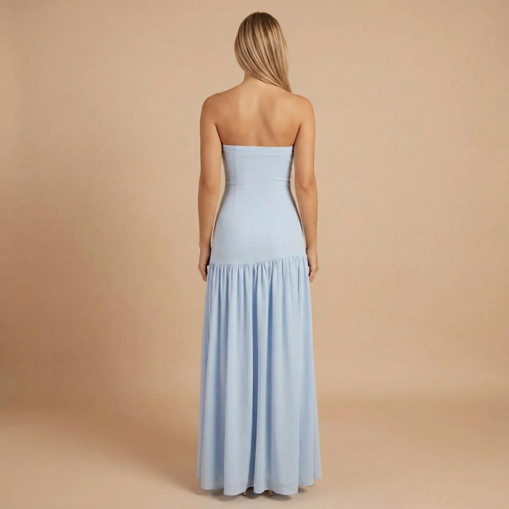 Sharon - Trägerloses Maxikleid mit Fall Taille und Raffung