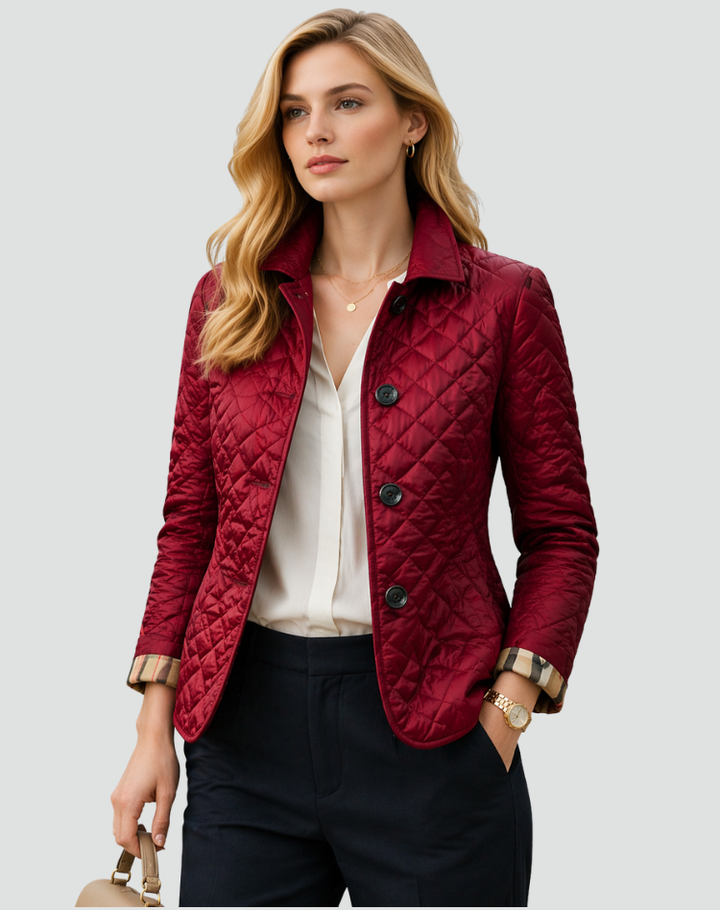 Übergangsjacke Damen Regular Fit Mit Steppung, Kragen und Knöpfen