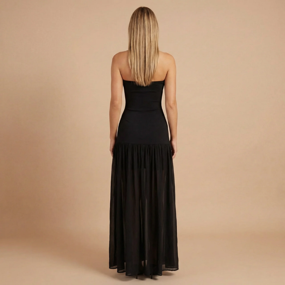 Sharon - Trägerloses Maxikleid mit Fall Taille und Raffung