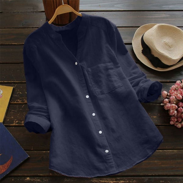 Bluse Damen Langarm Stehkragen