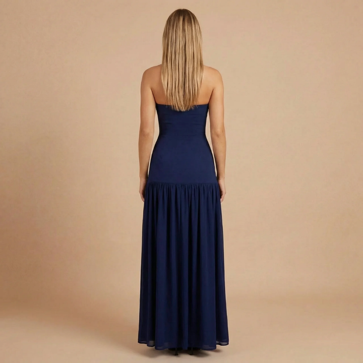 Sharon - Trägerloses Maxikleid mit Fall Taille und Raffung
