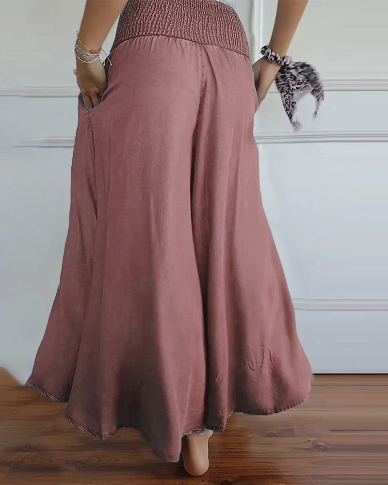 Damen Weite Hose Rock Eleganter Boho-Stil mit Hoher Taille und Weiten Beinen – Perfekt für Alltag und Urlaub