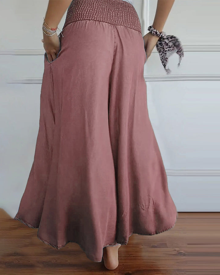 Damen Weite Hose Rock Eleganter Boho-Stil mit Hoher Taille und Weiten Beinen – Perfekt für Alltag und Urlaub