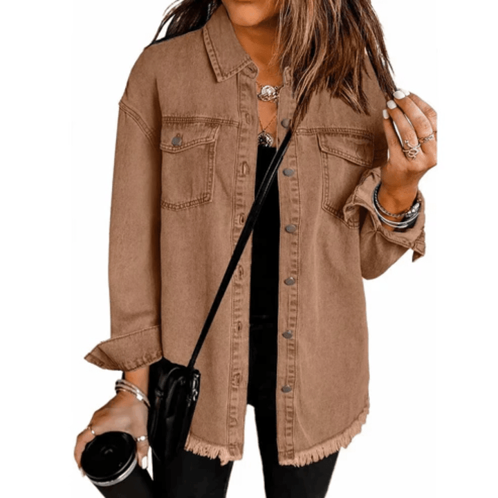 Ausgefranstes Übergroßes Hemd-Jacke
