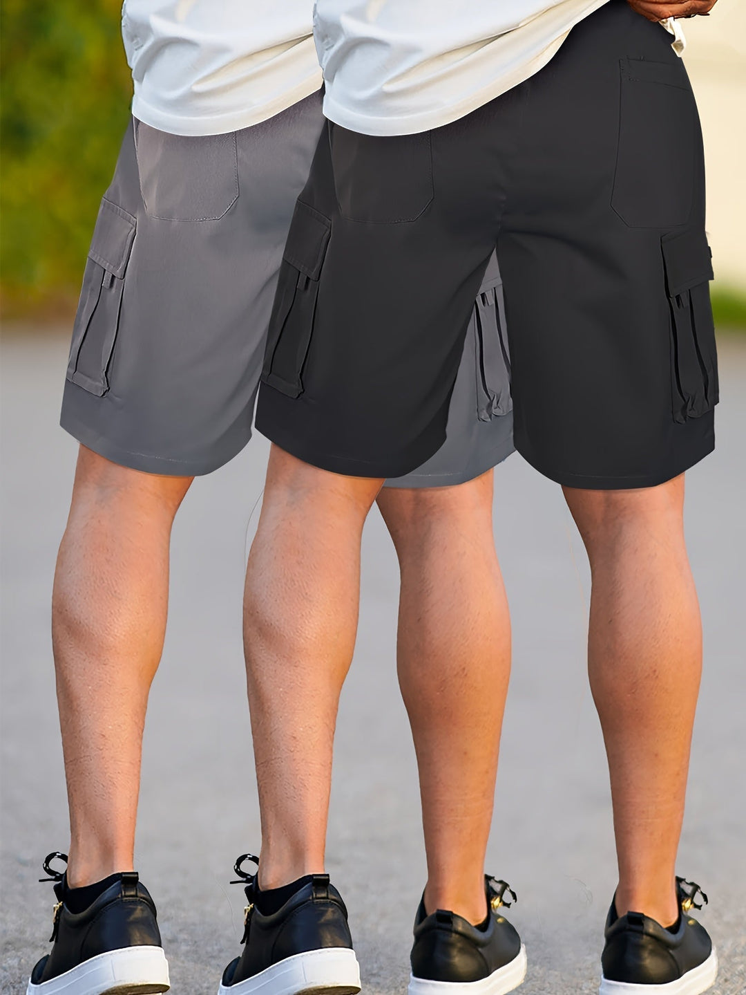 Herren-Cargoshorts im 2er-Pack mit Taschen, bequeme Passform