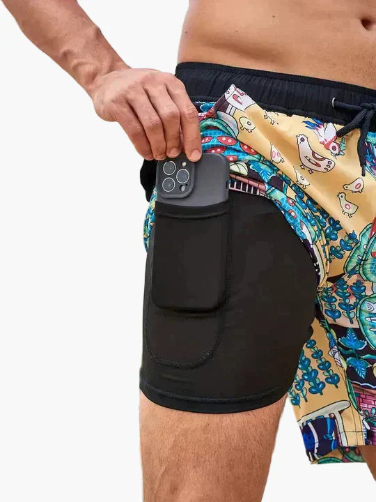 Herren-Badeshorts mit Kompressions- und schnell trocknendem Stoff