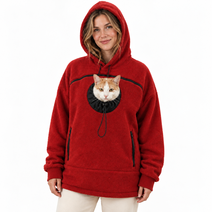 Corvina | Damen Sherpa Haustier Trage Hoodie mit Ausguck-Tasche