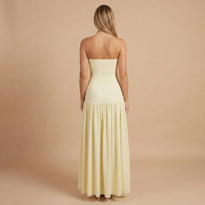 Sharon - Trägerloses Maxikleid mit Fall Taille und Raffung