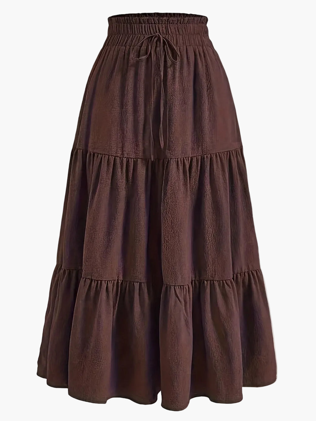 Damenrock mit Smockbund Eleganter Alltagsstil Midi Volantrock