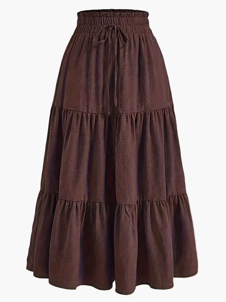 Damenrock mit Smockbund Eleganter Alltagsstil Midi Volantrock