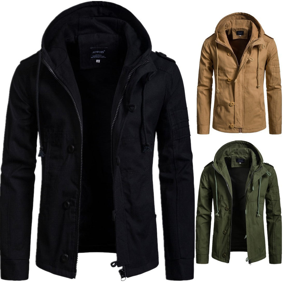 Herren Kapuzenjacke mit Kordel und Taschen