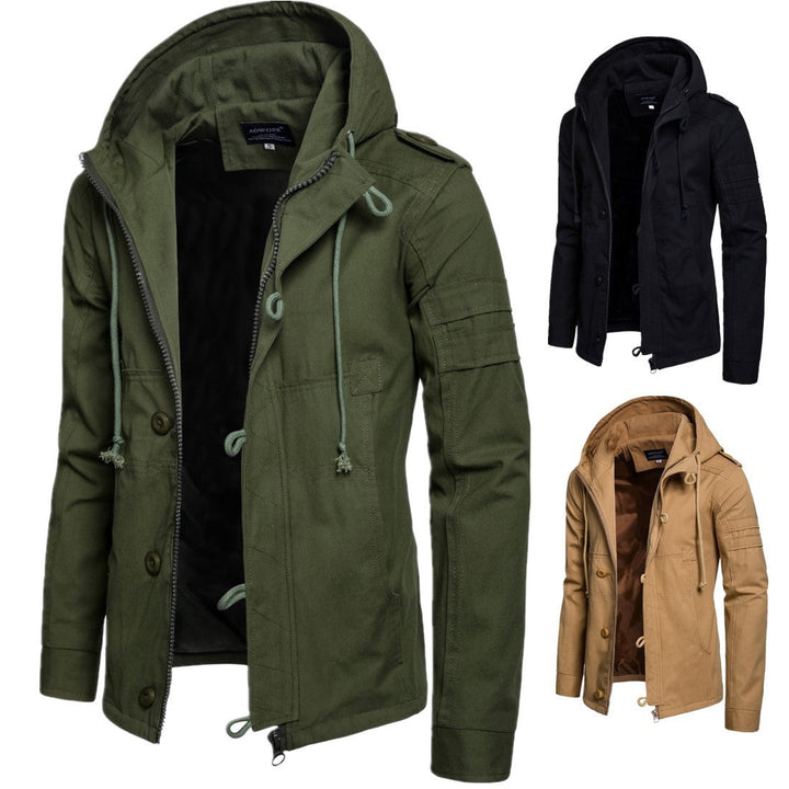 Herren Kapuzenjacke mit Kordel und Taschen