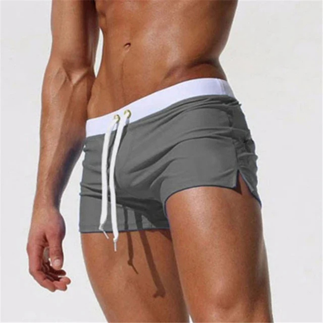 Schnelltrocknende Badeshorts Herren kurz mit Kordelzug