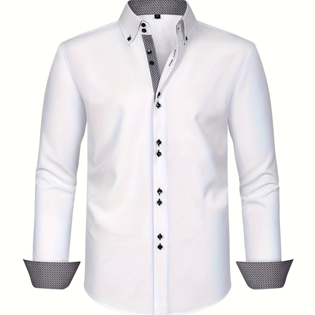 ALBERTO | ELEGANTE LEICHTE HEMD MIT KONTRASTDETAILS
