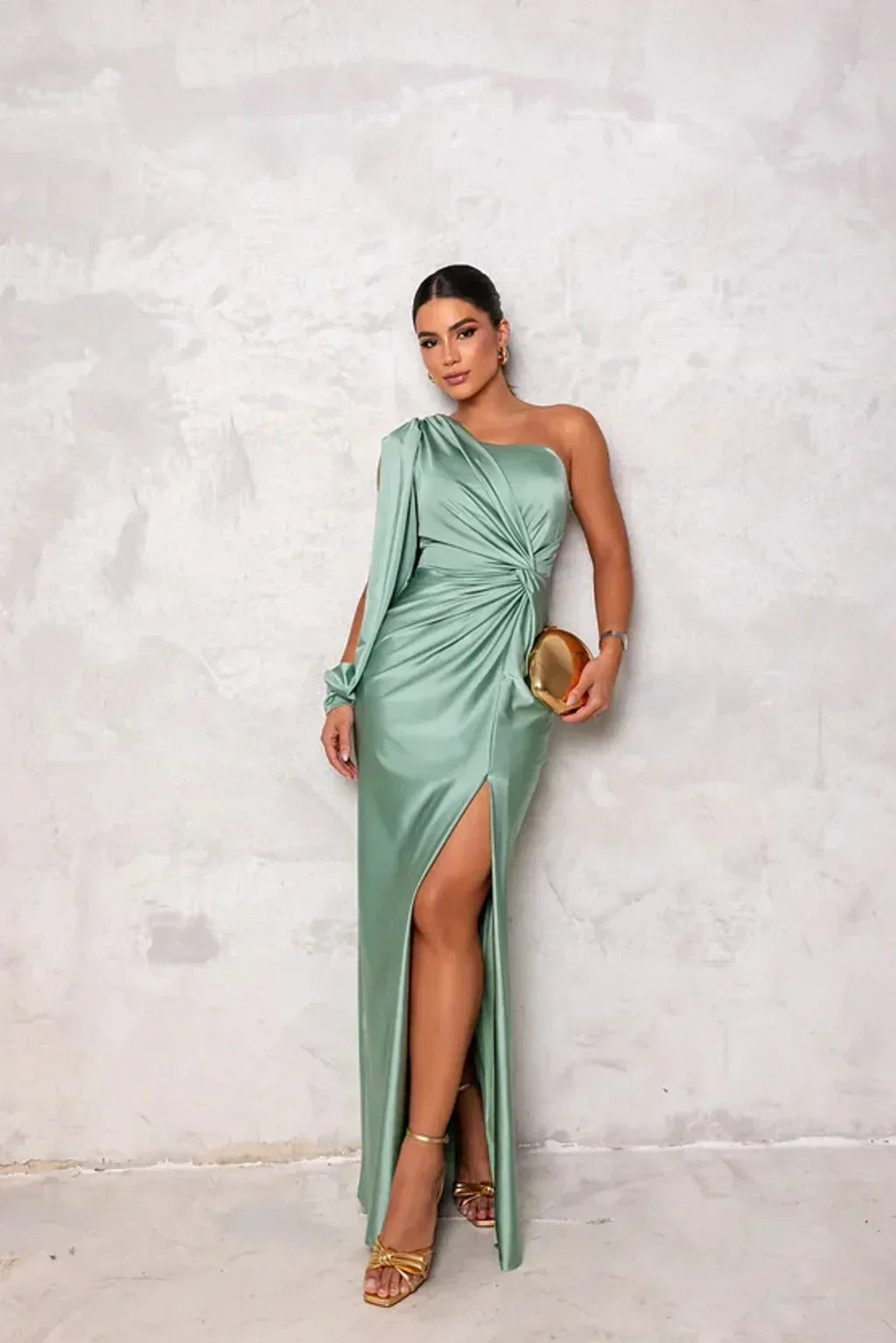 Isolde | Ein-Schulter Maxi Kleid mit Eleganter Spalte