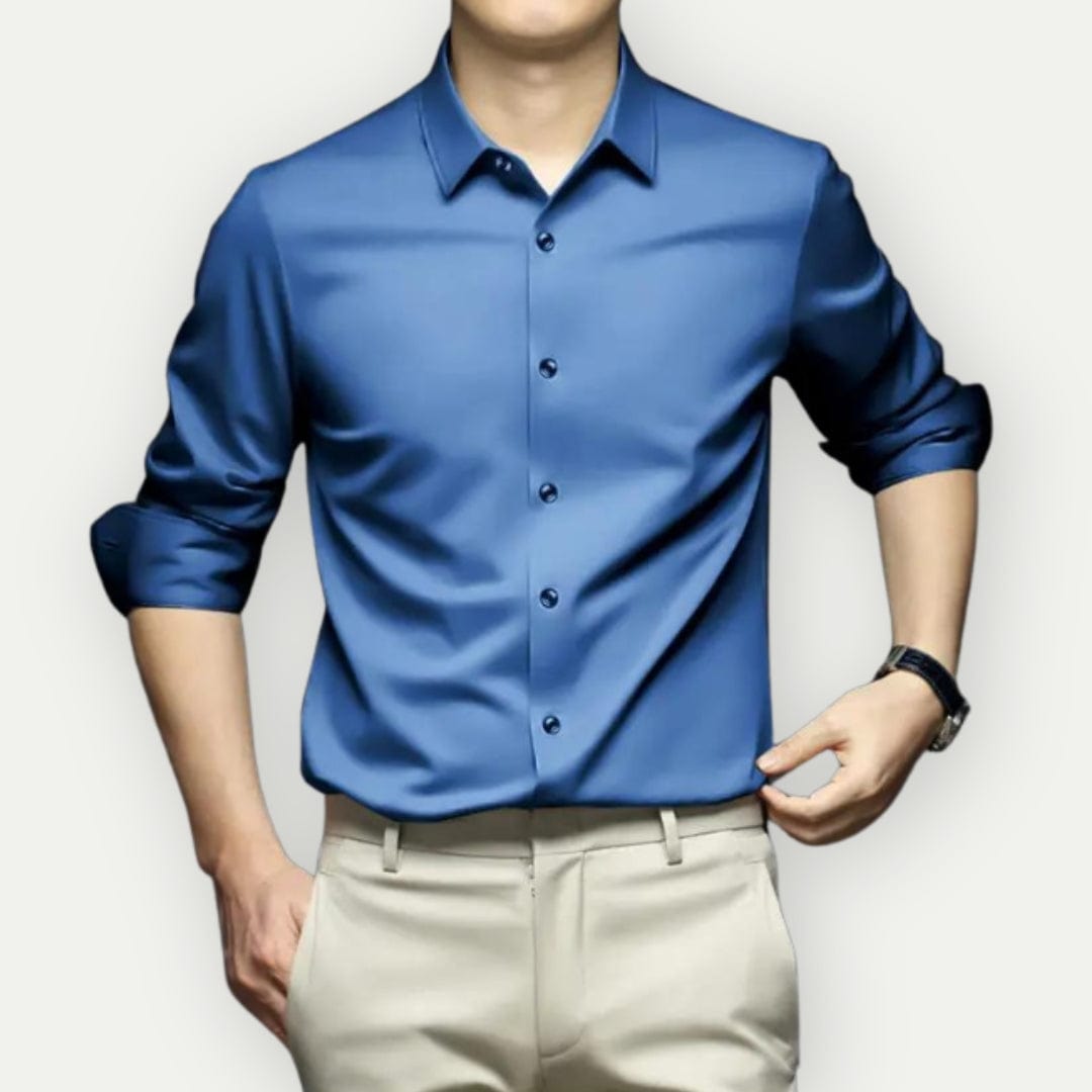 Bügel- und knitterfreie Herrenhemd im modernen Slim Fit