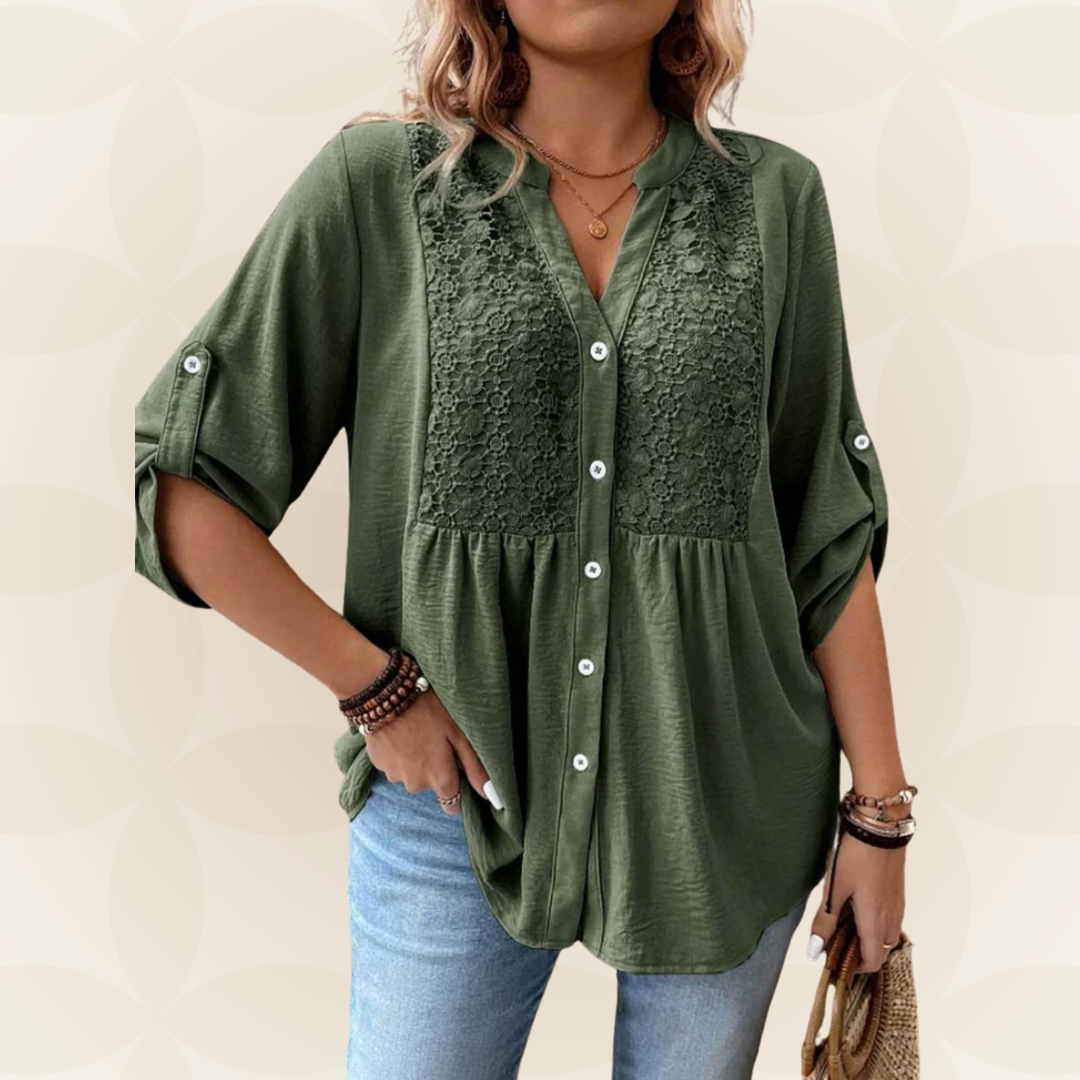 RENATE – Bluse Mit V Ausschnitt Und Knöpfen