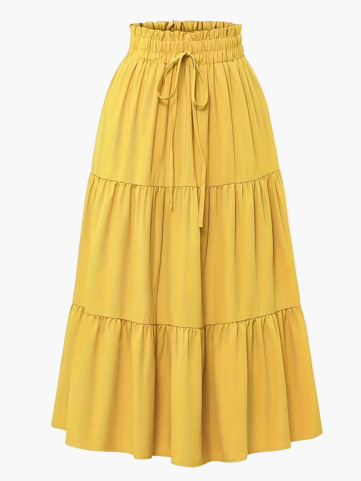 Damenrock mit Smockbund Eleganter Alltagsstil Midi Volantrock