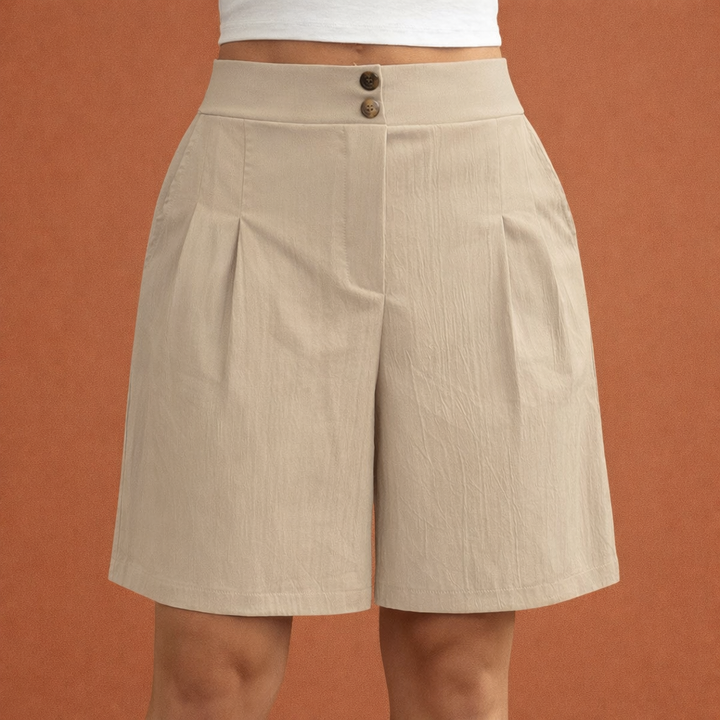 Hochtaillierte plissierte Shorts für Damen | Selina