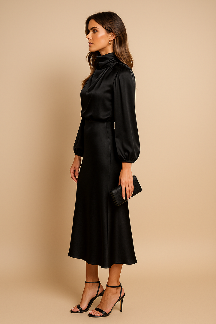 Damen Hochtailliertes Midi-Kleid
