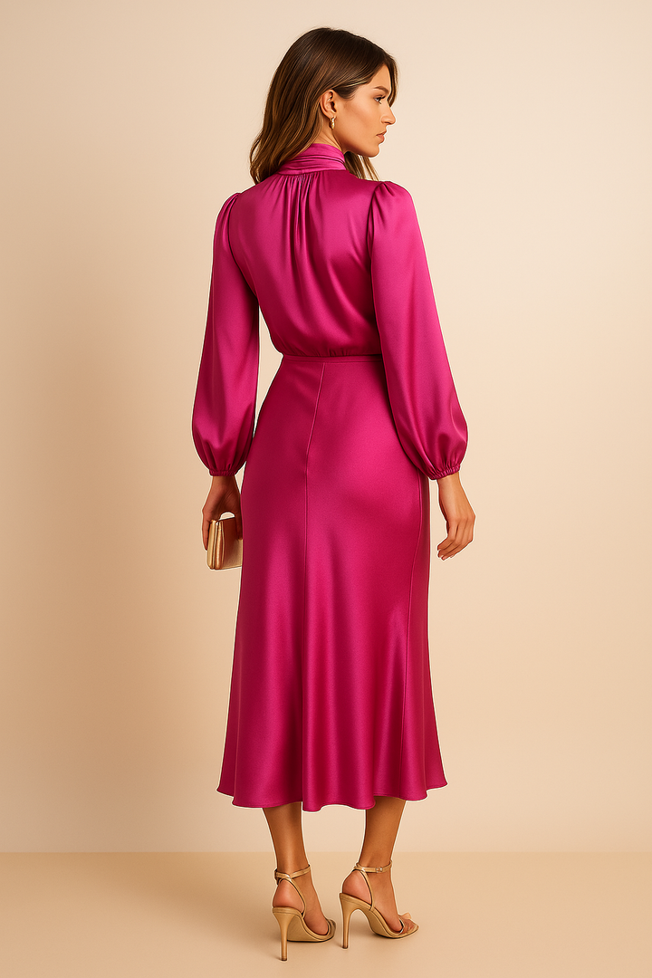 Damen Hochtailliertes Midi-Kleid