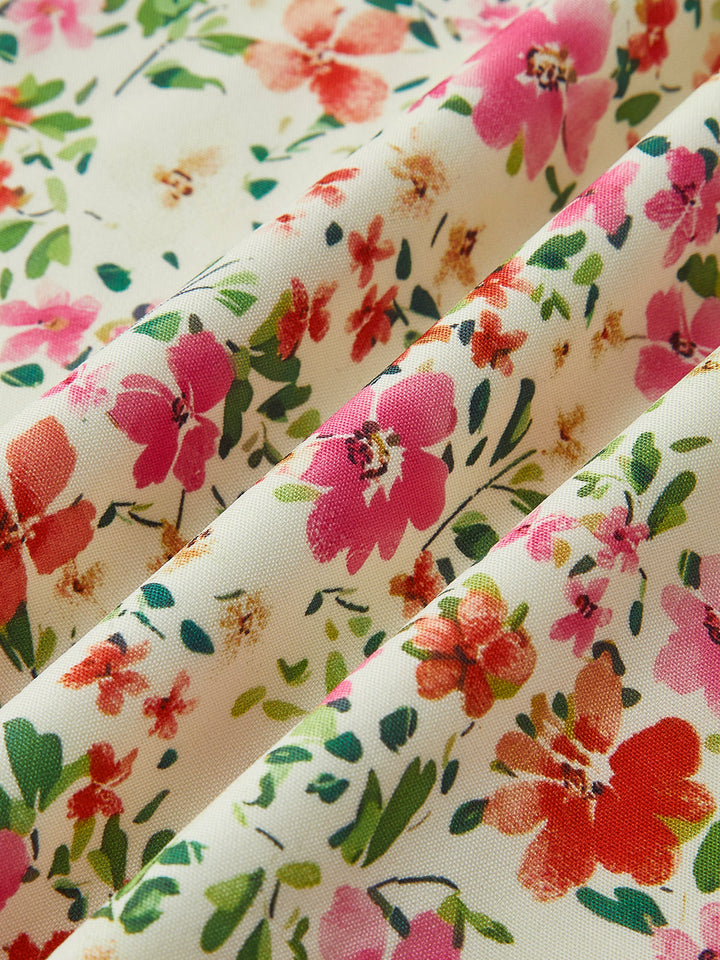 Blumen Midi Kleid Damen mit V-Ausschnitt und schmalen Trägern - Giulia Bellamore