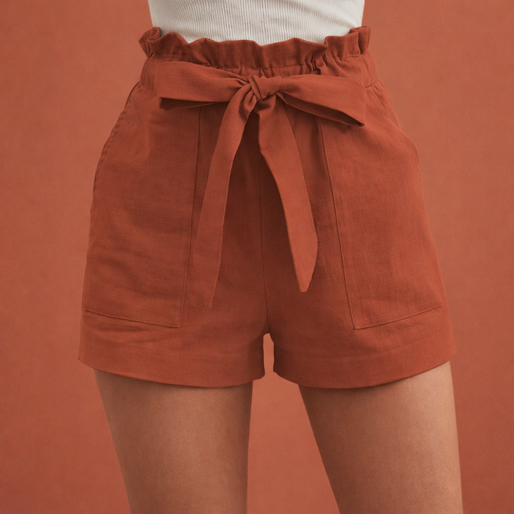 Leinen Damen Shorts mit hoher Taille und Schleifenbund | Zoë