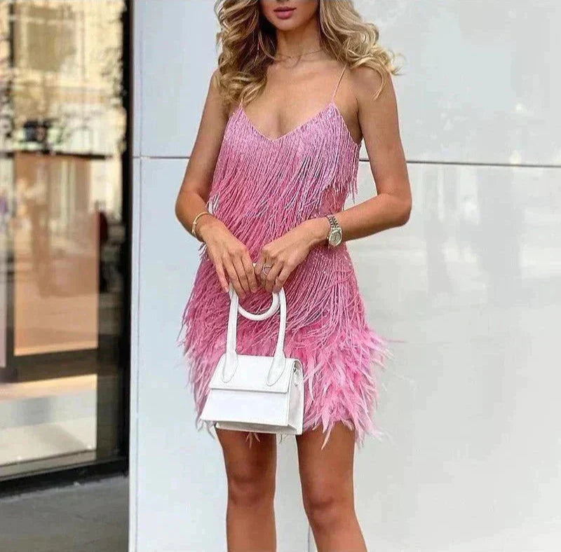 Nova | Luxuriöses Feder Mini-Kleid