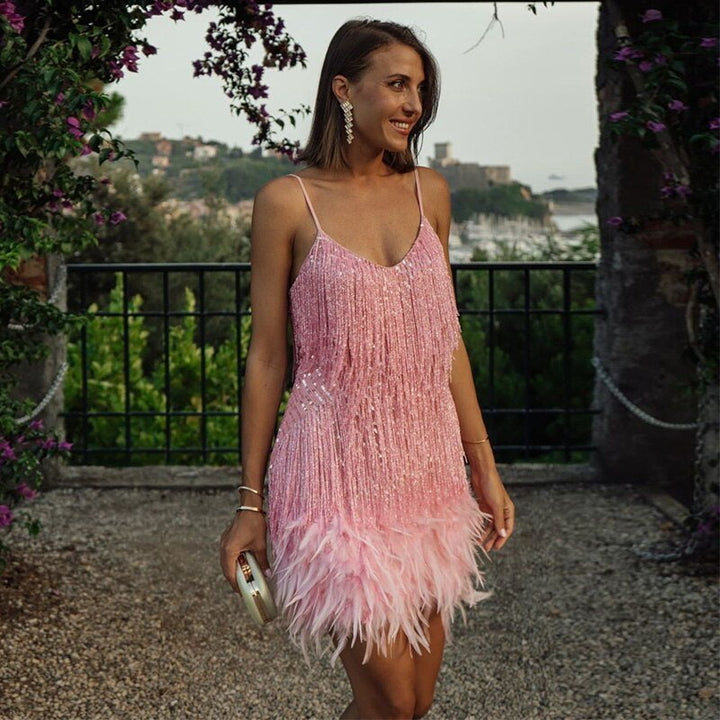 Nova | Luxuriöses Feder Mini-Kleid