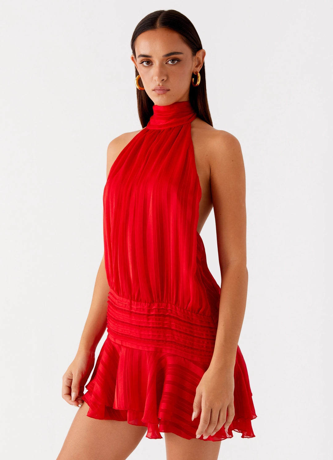 Damen Elegantes Halterneck-Minikleid