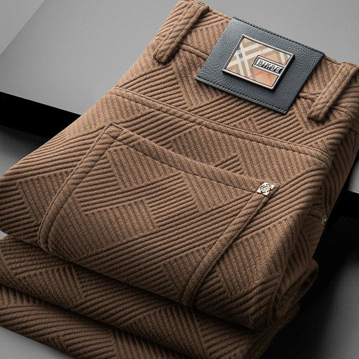Roman | Herren Fleecegefütterte Jacquard-Hosen mit geradem Bein für den Winter