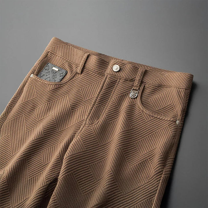 Roman | Herren Fleecegefütterte Jacquard-Hosen mit geradem Bein für den Winter