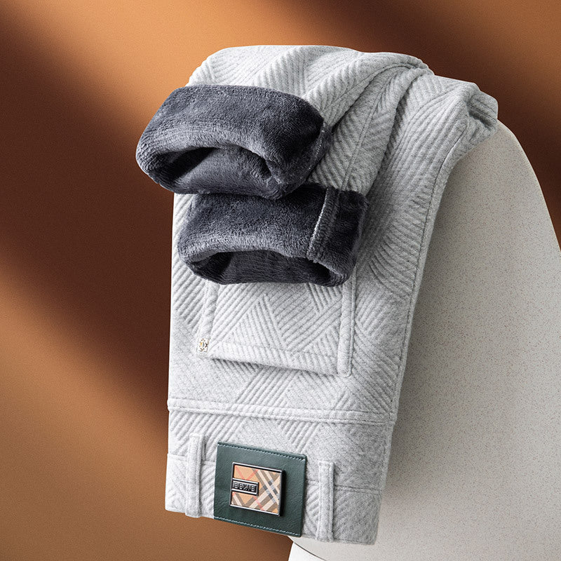 Roman | Herren Fleecegefütterte Jacquard-Hosen mit geradem Bein für den Winter