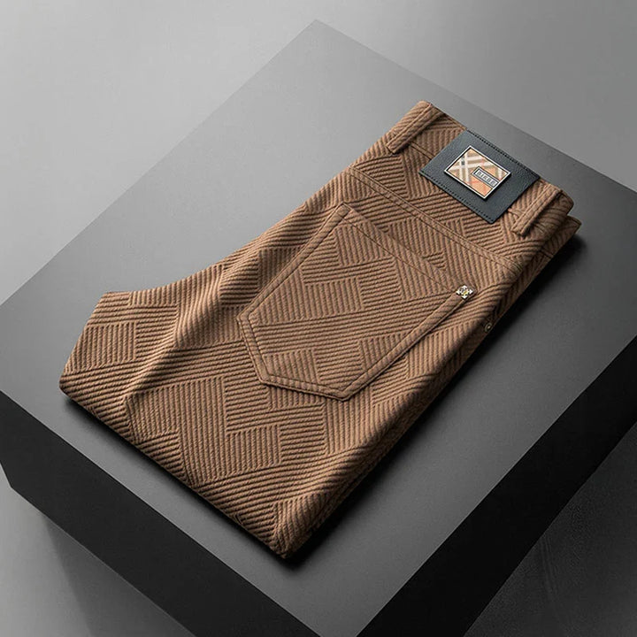 Roman | Herren Fleecegefütterte Jacquard-Hosen mit geradem Bein für den Winter