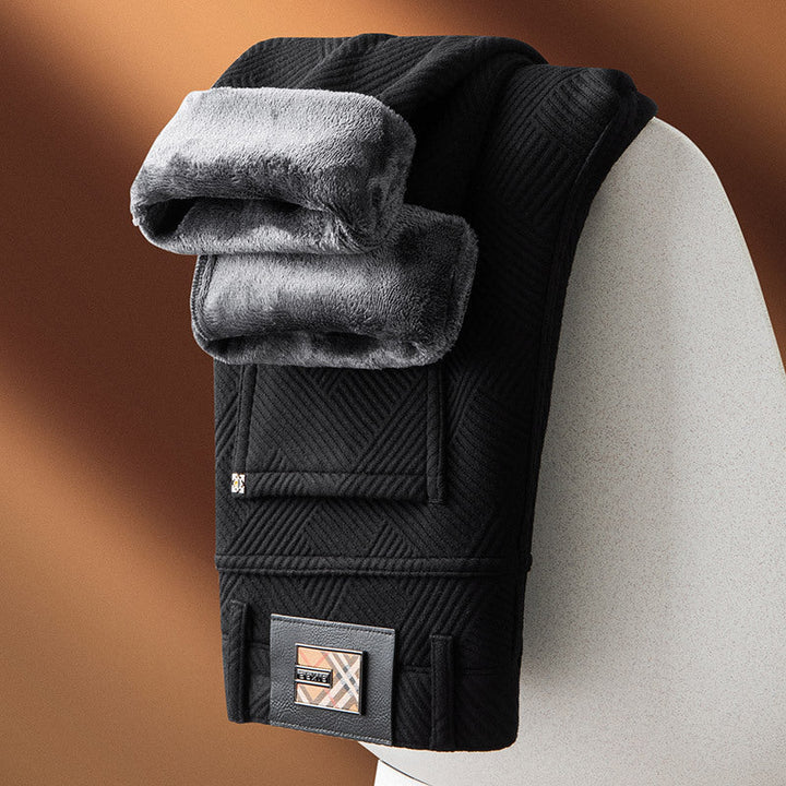 Roman | Herren Fleecegefütterte Jacquard-Hosen mit geradem Bein für den Winter