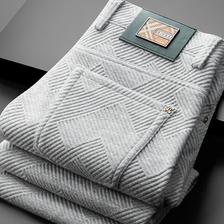 Roman | Herren Fleecegefütterte Jacquard-Hosen mit geradem Bein für den Winter