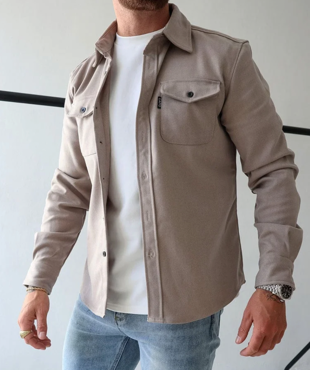 Vinno | Herren Langarm-Freizeithemdjacke