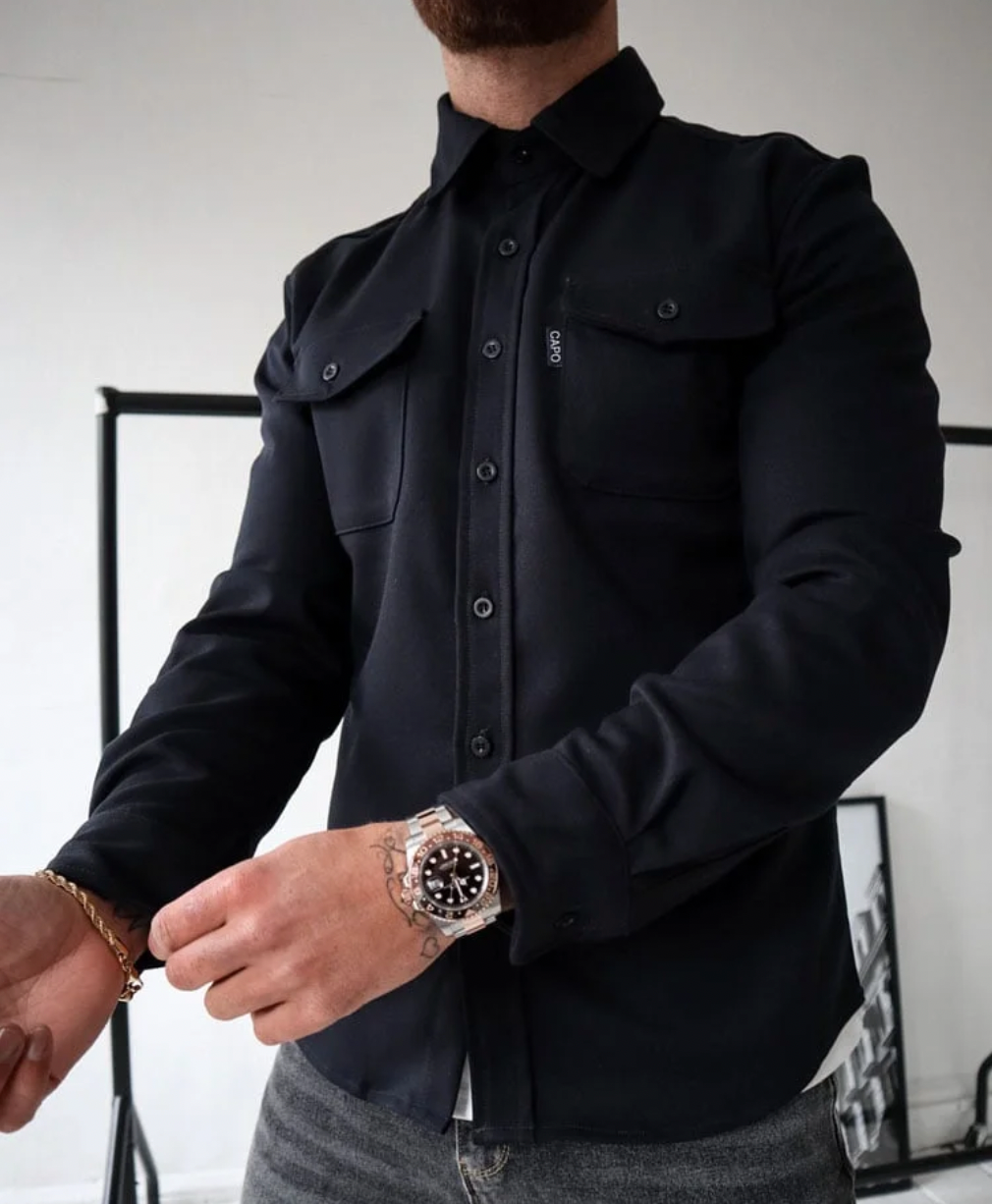 Vinno | Herren Langarm-Freizeithemdjacke