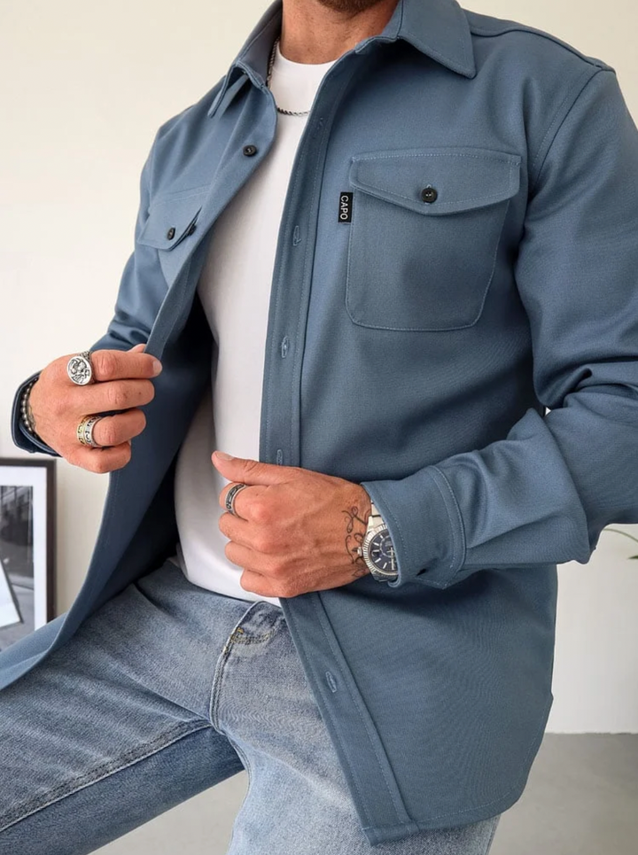 Vinno | Herren Langarm-Freizeithemdjacke