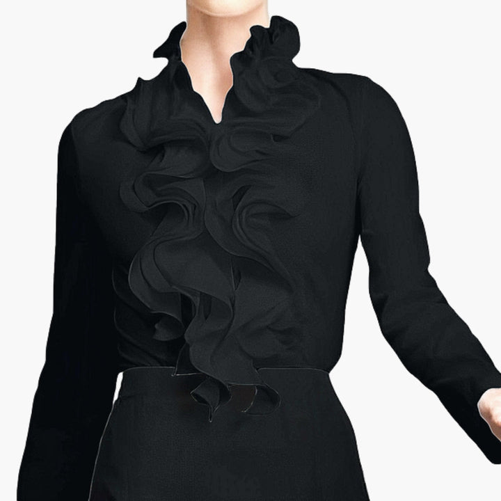 Bluse Damen - Lange Ärmel mit Rüschenkragen | Elegant