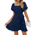 Donna - Kleid mit quadratischem Ausschnitt, Puffärmeln und Gürtel in A-Linie