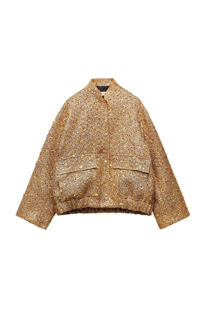 Goldene Bomberjacke mit Pailletten