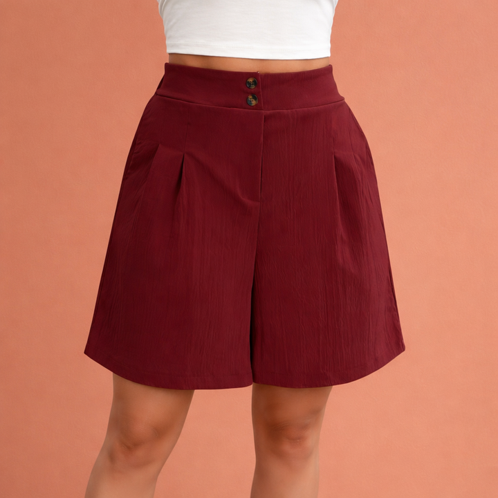 Hochtaillierte plissierte Shorts für Damen | Selina