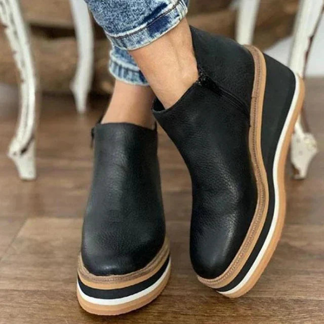 Carmen - Damen Stiefeletten mit Blockabsatz und Reißverschluss