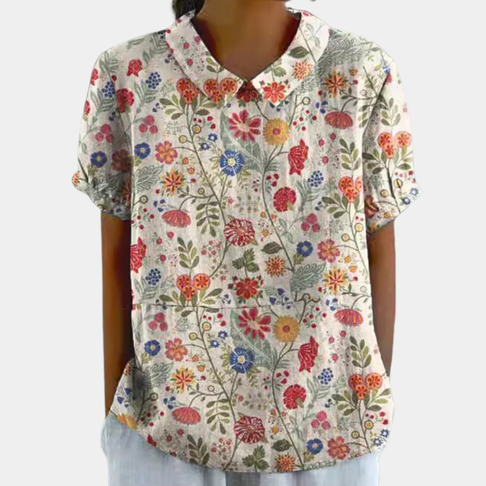 Lebendiges Blusenshirt für Frauen | Kurzarm