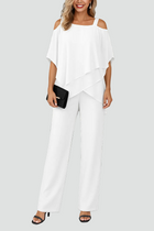 Elegantes Luftiges Damen-Set Mit Off-Shoulder-Top Und Weit Geschnittenen Hosen