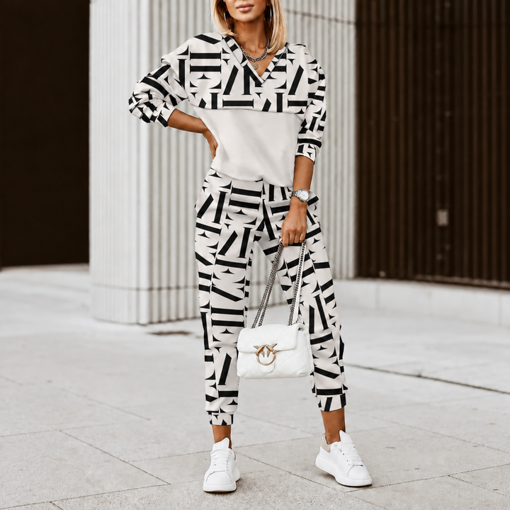 Hailey | Damen Trainingsanzug Set Kariert Hoodie und Jogger