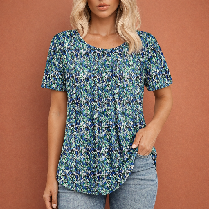 Damen Sommer Top mit Rundhalsausschnitt und Faltendetails | Marlijn